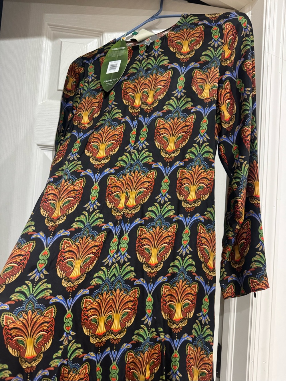 FARM Rio Black Maxi Dress with Multicolor Floral-Peacock Print - Picture 4 of 4